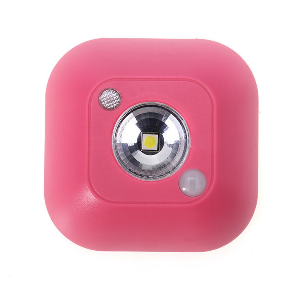 PIR Motion Senor Stairs Light Magnet Night Light Dual-window Infrared Battery Operated Indoor Wireless LED Wall Light: pink