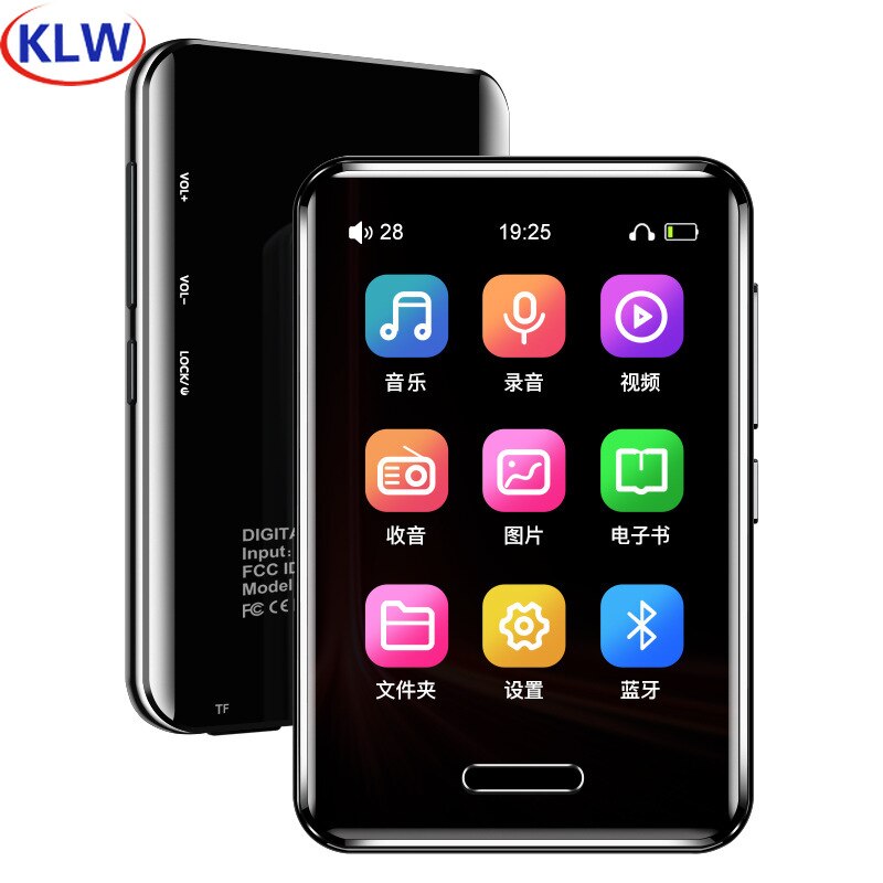 KLW-REPRODUCTOR DE vídeo y música Mp3 MP4, pantalla táctil a Color TFT de 2,8 pulgadas, sin pérdidas, Altavoz Bluetooth incorporado, memoria Flash, Radio FM