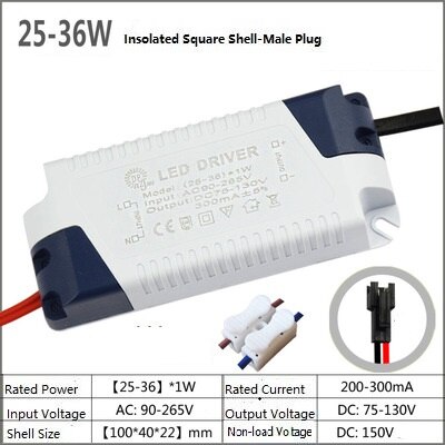 mini ballastmotstand konstant strøm sjåfør 12 watt drivkraft 3 downlight 4 søkelyset 5 taklampe 7 ballast 12w 55v: 25-36w