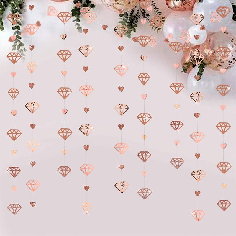Sött bröllop rosé guld champagne papper diamant hjärta girlander hängande kedja för möhippa möhippa leverans: 1pc roséguld