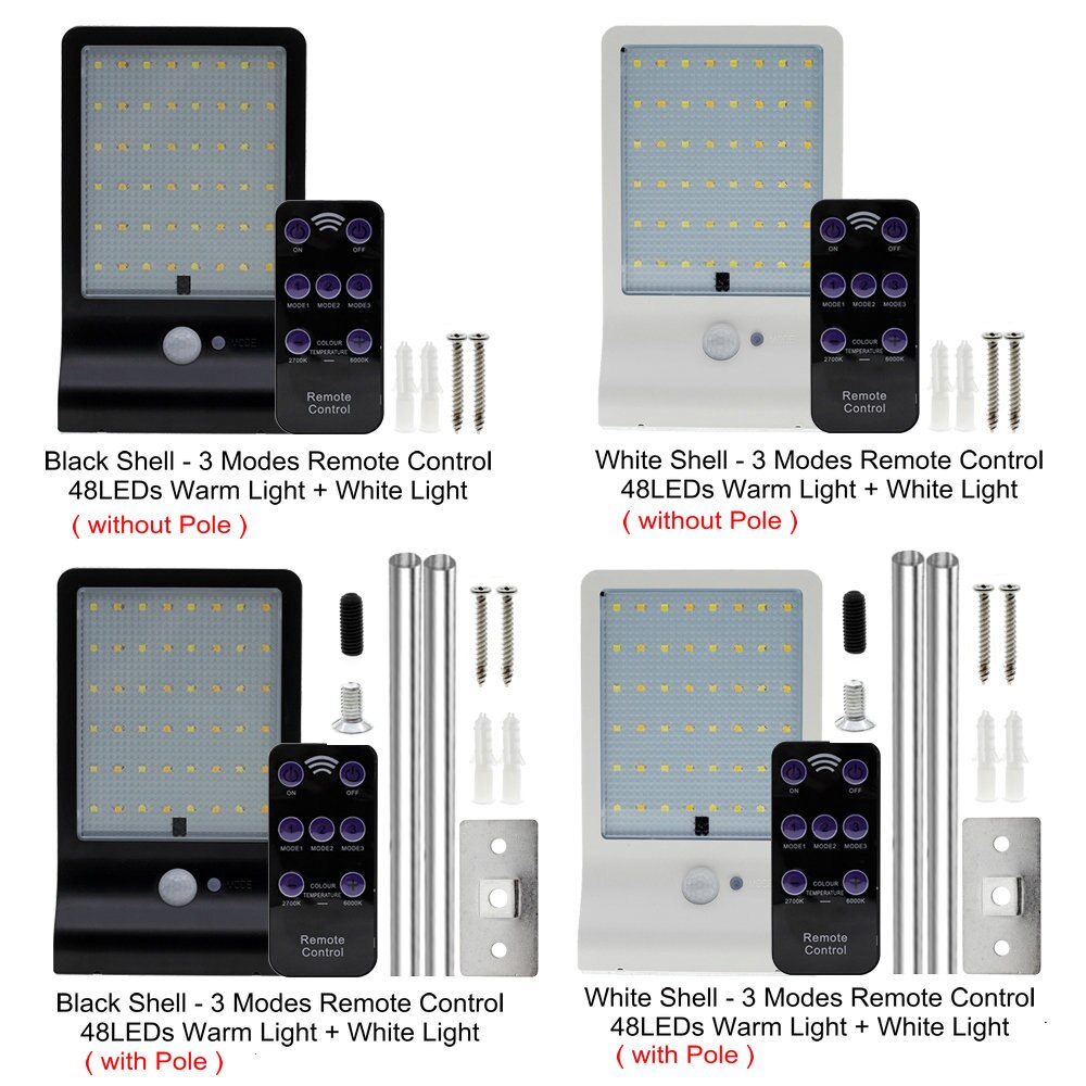 LED Zonne-straat Licht Outdoor Waterdichte Verlichting Voor Garden Wall PIR Bewegingssensor Afstandsbediening Energiebesparende Straat Lampen