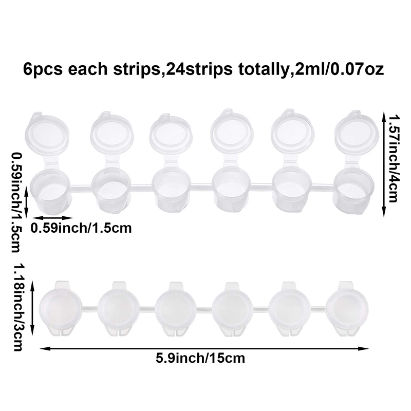 2 sets lege verfstrips, verfbekers, potjes, transparante opbergbakjes, verf, 144 potjes in totaal , , 2ml & 3ml
