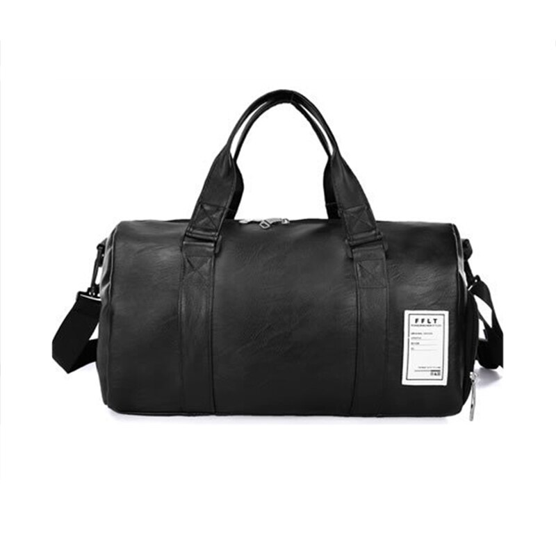 Unisex resväska dam män svart pu läder gymväskor fitness handbagage för manlig reseväska