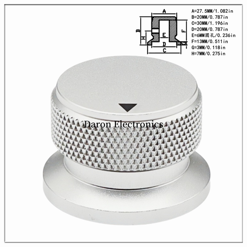 Bouton solide en alliage d'aluminium de couleur, capuchon de bouton de potentiomètre 30x20, capuchon de réglage rotatif pour instrument d'appareil ménager: WHITE