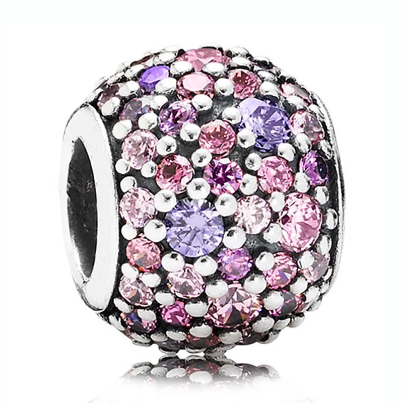 Mosaic Ball Blue & Clear Enchanted Chiselled Elegance Droplet Charm 925 Sterling Silver Beads Fit Bracelet DIY Jewelry: P-D-448-Purple