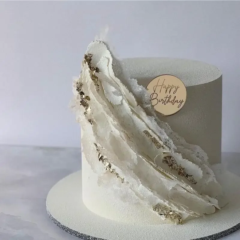 10 stück kuchenaufsätze „glücklich birthday“, goldfarbene, runde acryl-cupcake-aufsätze für kindergeburtstage, babypartys, tortendekorationszubehör: Dunkles khaki