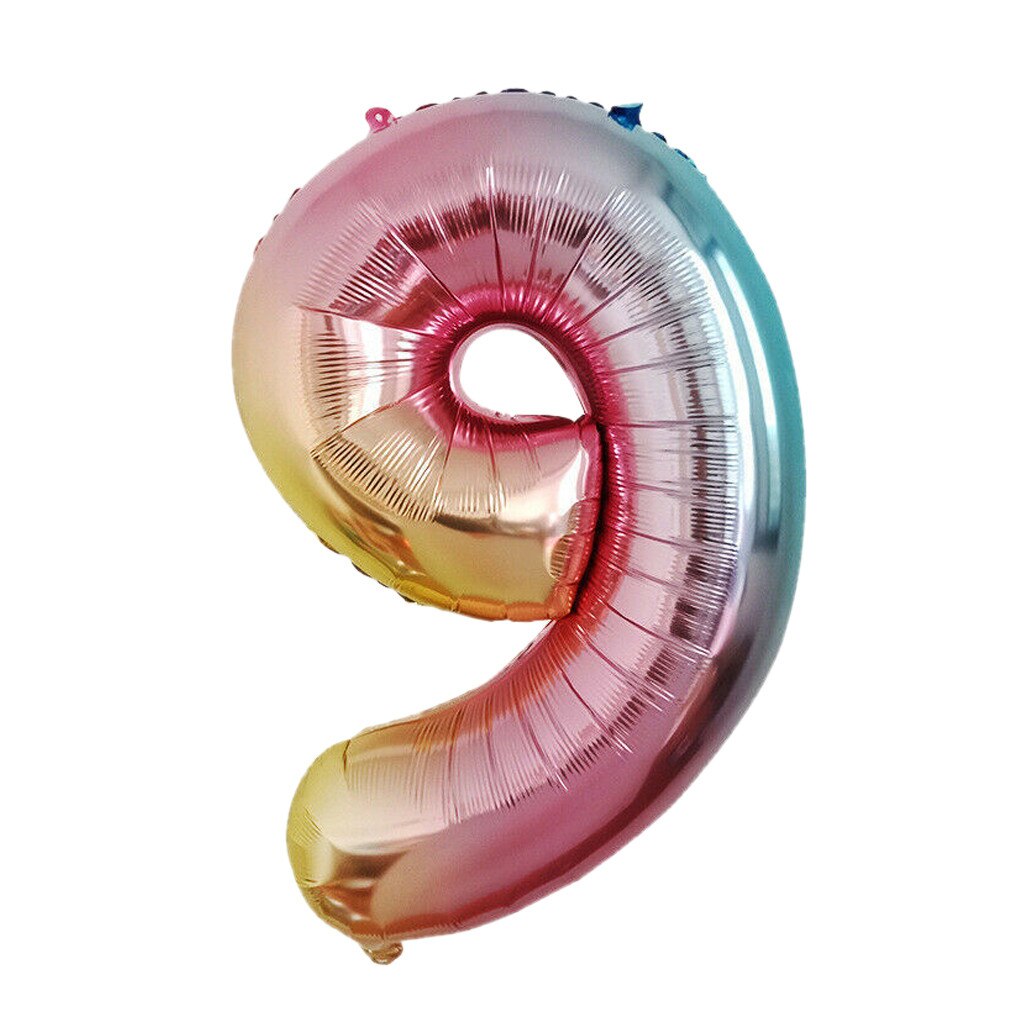 40 Inch Rainbow Gradient Number 0-9 Foil Digital Balloons For Birthday Party Doll House Furniture Mini for Children: J