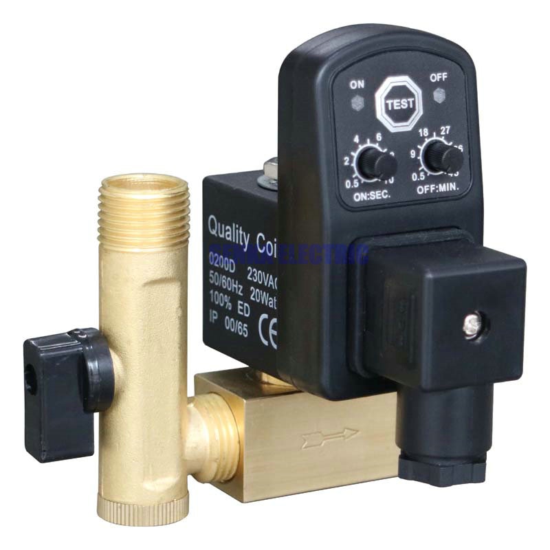 1/2&quot; DN15 Electric Timer Auto Water Valve Electronic Drain Solenoid Valve for Air Compressor Condensate