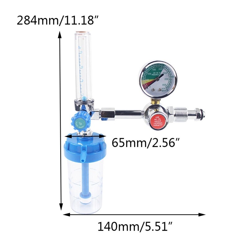 Oxygen Pressure Regulator O2 Pressure Reducer Gauge Meter Flow Gauge