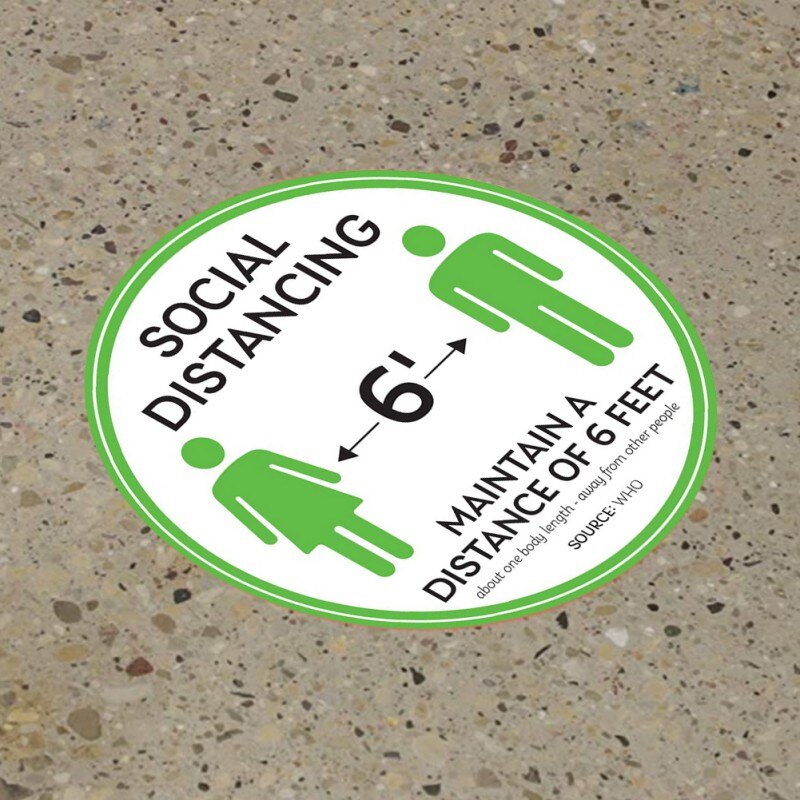 Social Distancing Floor Decals Safety Floor Sign Marker poster Maintain 6 Foot Distance Anti-Slip, Commercial Grade 11' Round: A3