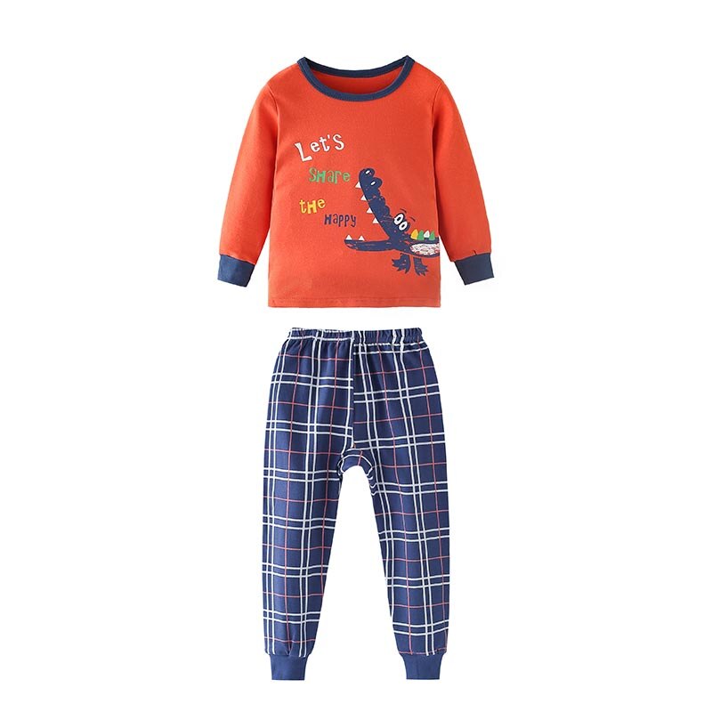 Pijamas para niños ropa de dormir para niños 2 piezas de manga larga de dibujos animados para niños ropa de dormir para bebés pijamas de algodón de primavera para niños: A3 / 120