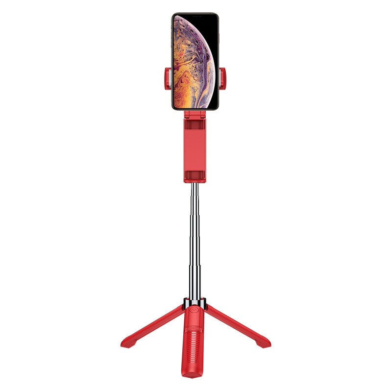 Wq36 stil tripod selfie stick vandret og lodret skyde bluetooth selfie stick live mobiltelefonbeslag: Rød