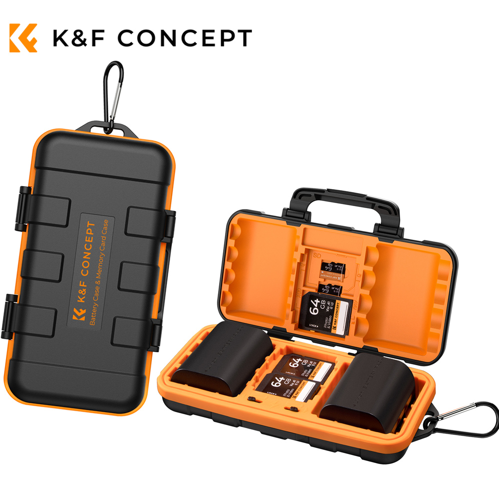 K&F Concept Waterproof Shockproof Card Slot ABS Shell Camera Battery Memory Card Case Large Capacity