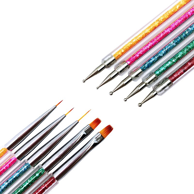 5 Pcs Nail Art Pennen Nail Art Liner Borstels Dubbelzijdig Puntjes Tool Voor Diy Nail Art Designs