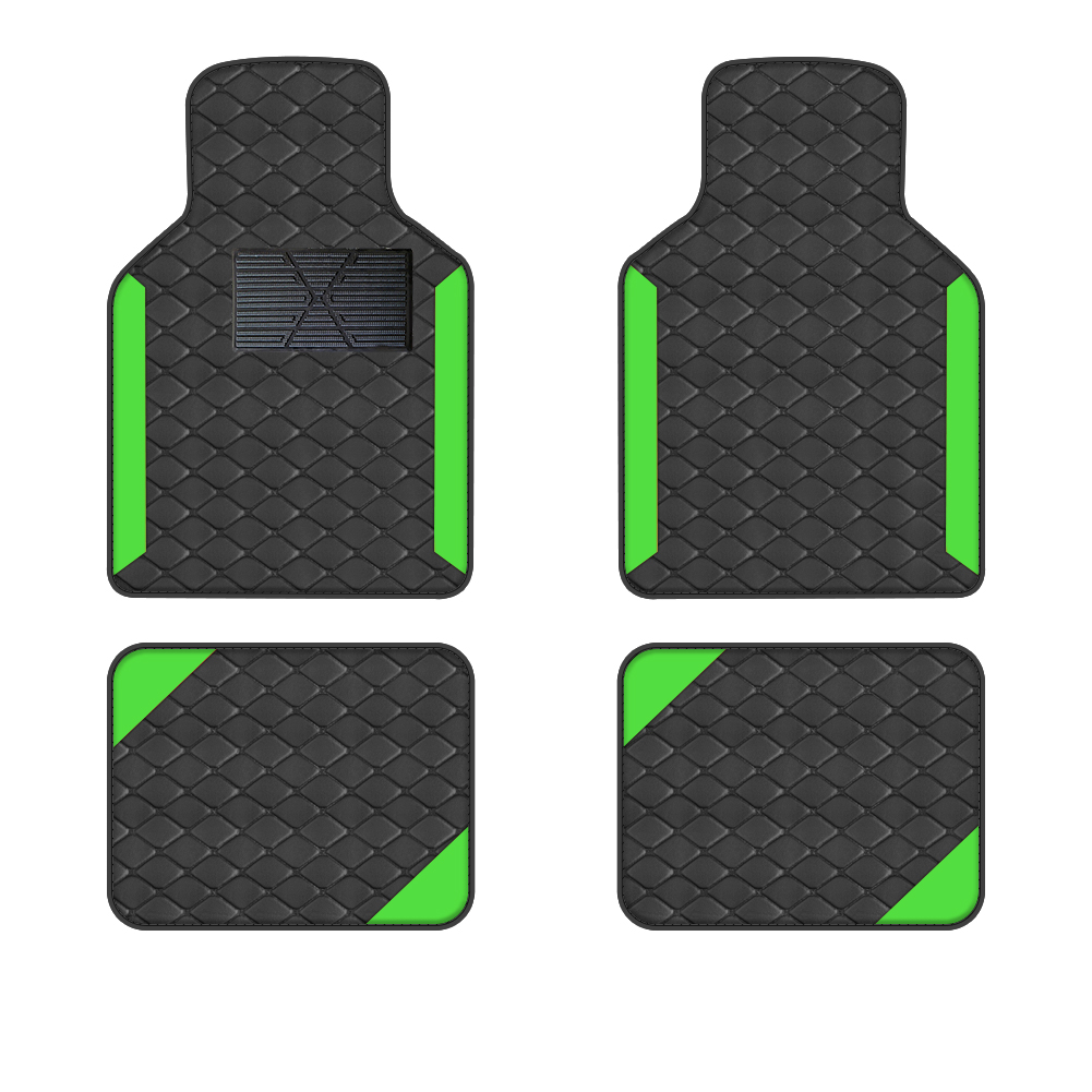 4 stücke Luxus Teppich Boden Matte Set Für Linkslenker Universal Auto Matte Schutz Pad Pu Leder Für Tragen-beständig Nicht Slip: green
