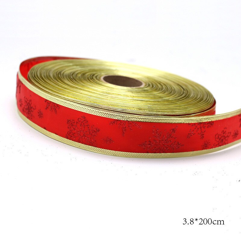 Christmas Wrapping Ribbon Handmade DIY Supplies Material Grosgrain Cake Decors Ribbon Bow Baking Decorative Festival Box: red snow