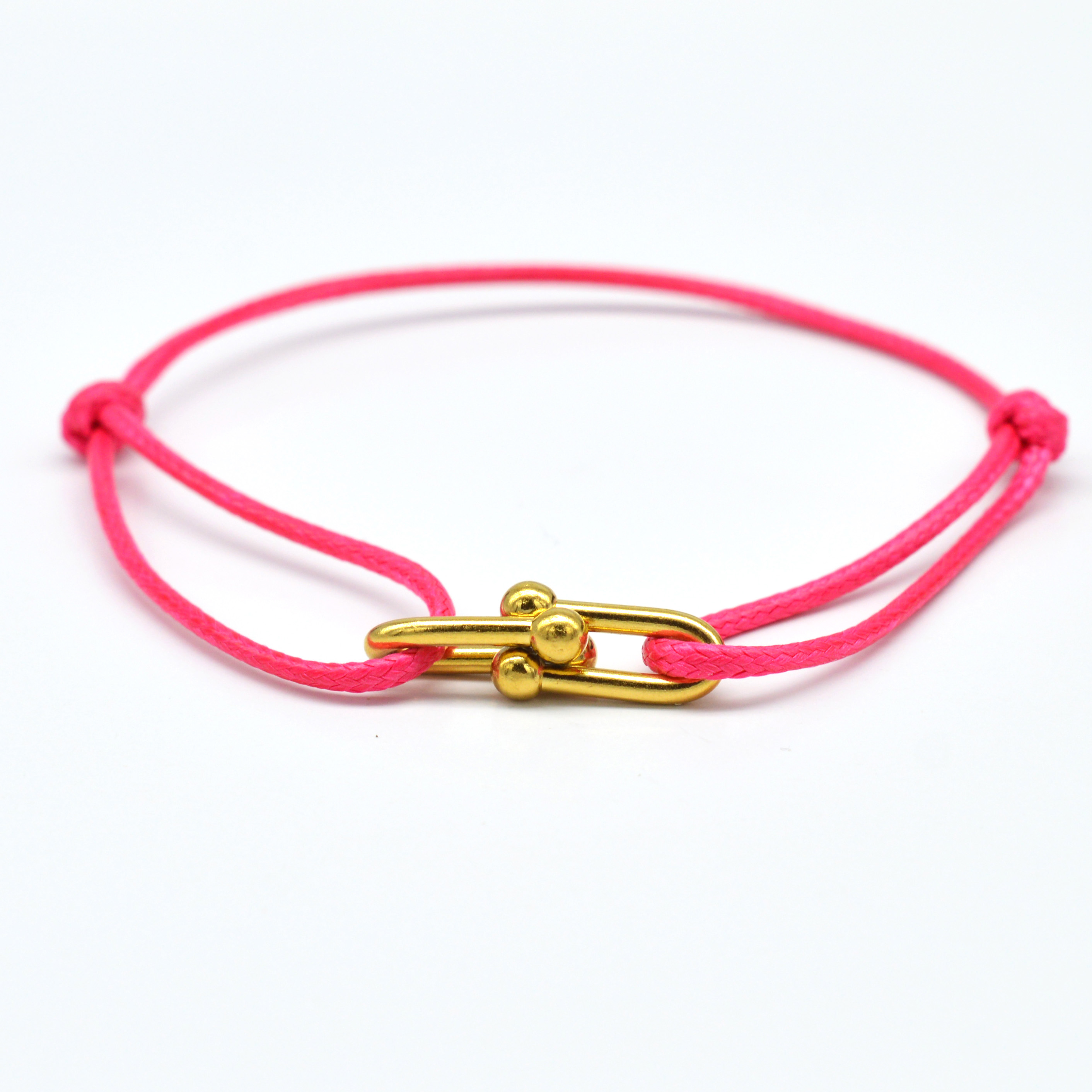 Zalman-pulsera con hebilla de herradura de bambú Simple, cinta trenzada, pulseras de cuerda ajustables DIY, joyería de acero inoxidable para hombres y mujeres