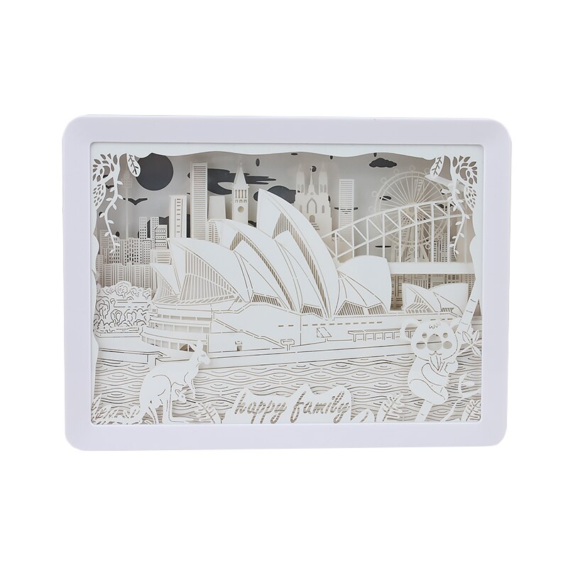 LED Night Lights Australia 3D Shadow Paper Sculpture Light Box Unique Paper Cut Light USB Charging Bedside