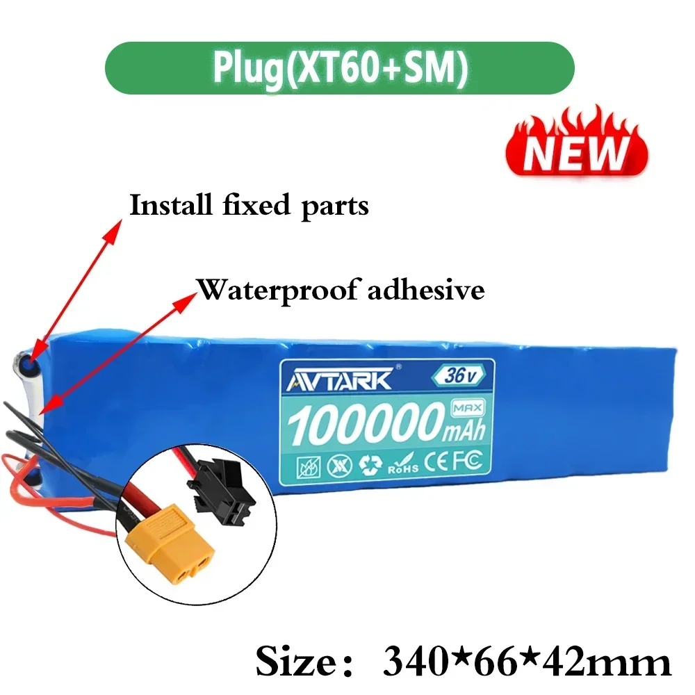 Original 10S3P 36V 100000mAh 36v Electric Scooter Battery Pack 18650 Lithium M365 Electric Scooter 36v Battery Scooter: black