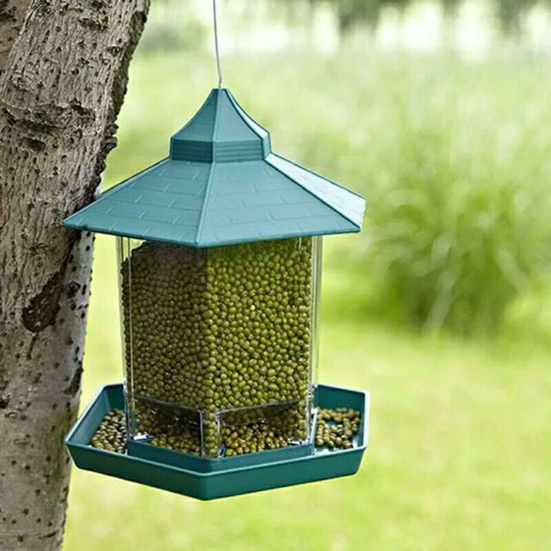 Wooden Wild Bird Feeder Outdoor Bird Feeders Food Container Hanging Gazebo Bird Feeder For Garden Decoration #15