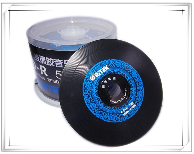 5 Discs Een + Ri-Brand Leeg Gedrukt 52X700 Mb Zwart/Blauw CD-R