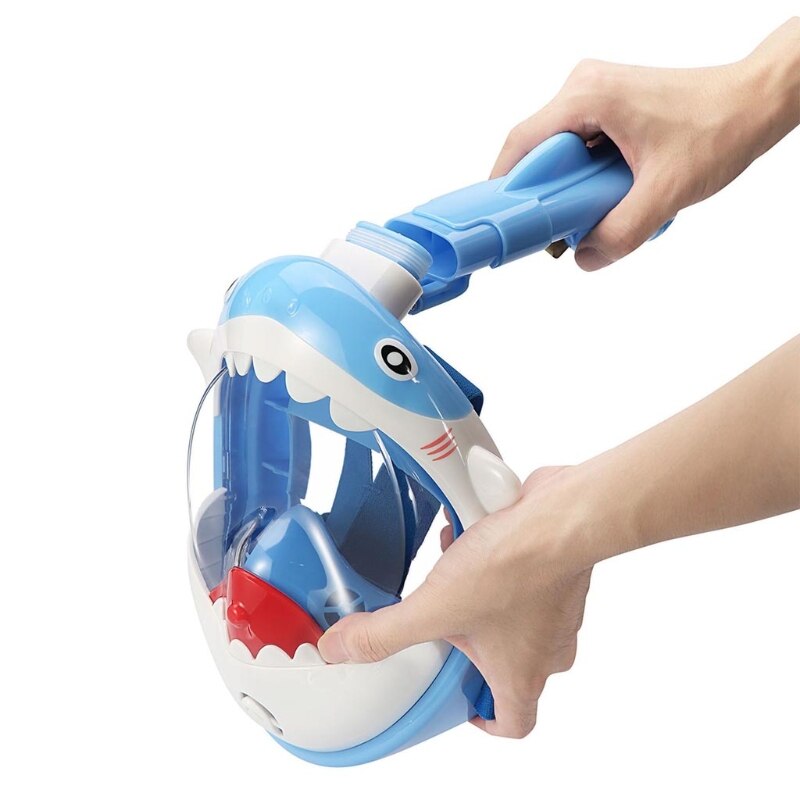 Máscara de esnórquel de cara completa para niños y niñas, máscara de buceo subacuática con dibujos animados