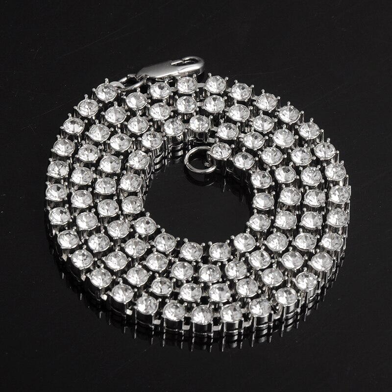 Hip Hop Iced Out 5MM Mens Kettingen 1 Rij Strass Choker Bling Crystal Tennis Ketting Voor Mannen Sieraden