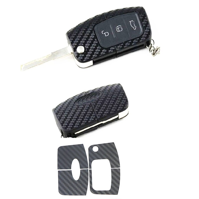 Pegatina para llave de coche de fibra de carbono negra, accesorios de Reacondicionamiento para llave de coche, para Ford Focus 2 3 Ecosport