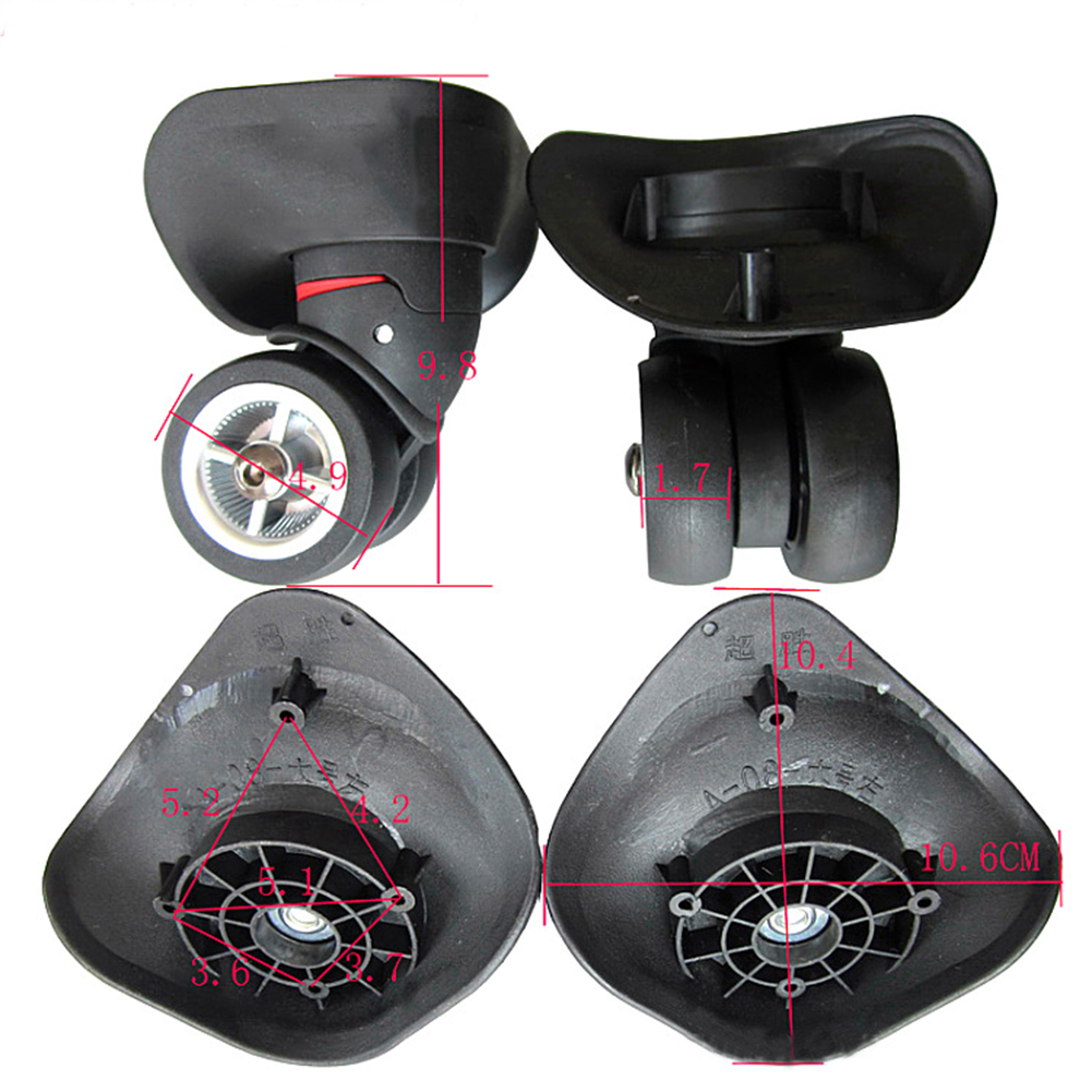 1 Pair Dual Roller Wheels Suitcase Luggage Replacement Casters Swivel Mute For Travelling Bag Travel Suitcase A08 Silent Wheels