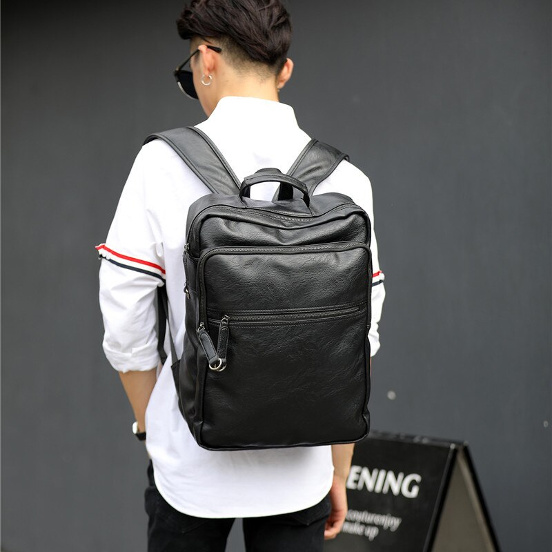 VICUNA POLO-Mochila de cuero a la para hombre, morral escolar para ordenador portátil, impermeable, de viaje, tamaño grande