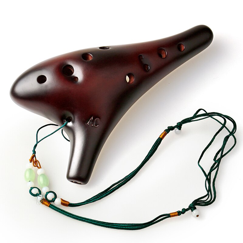 Ac brun ocarina 12 huller speciel stil musikinstrumenter kinesisk mat keramik træblæseinstrument let at lære