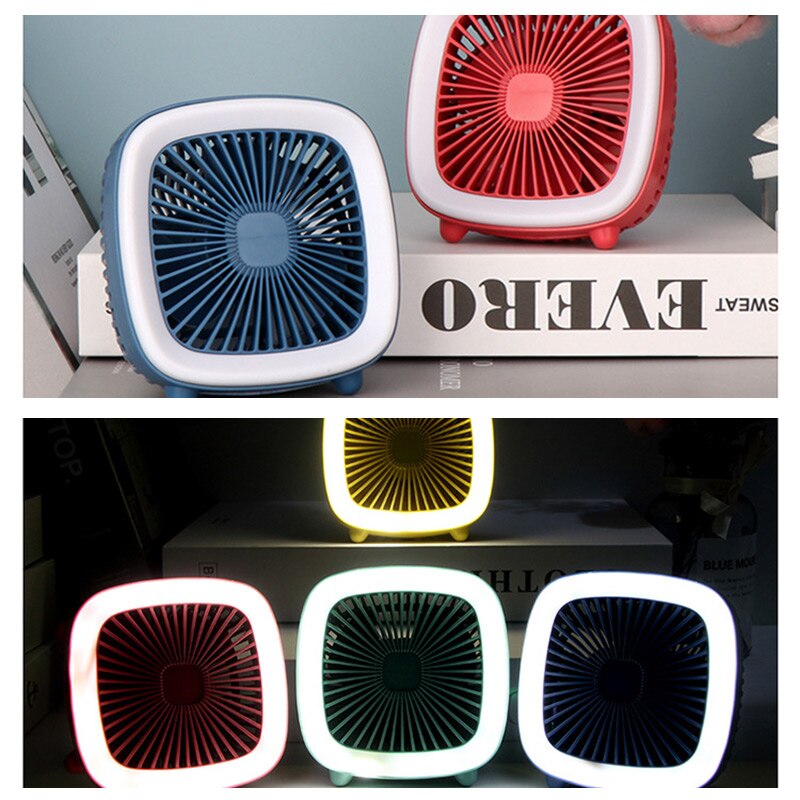 Mini ladattava led pöytäkone pöytätuuletin yövalo usb säädettävä nopeus pieni tuuletin 360 ° kannettava ilmajäähdytystuuletin jäähdytin