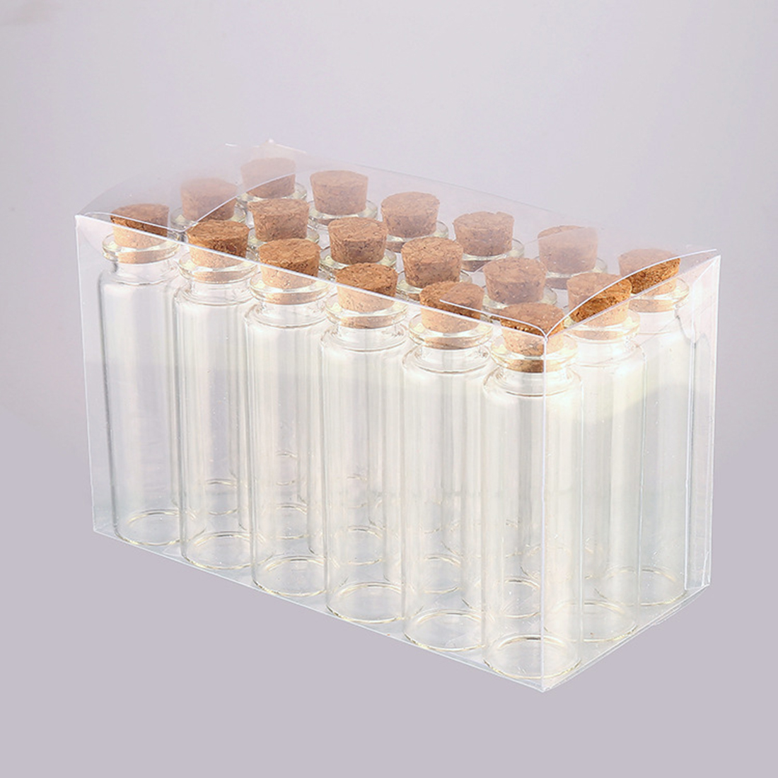 12pc 24 x 80mm 20ml små klara glasburkar glasflaskor tomma provburkar med korkpropp - transparent
