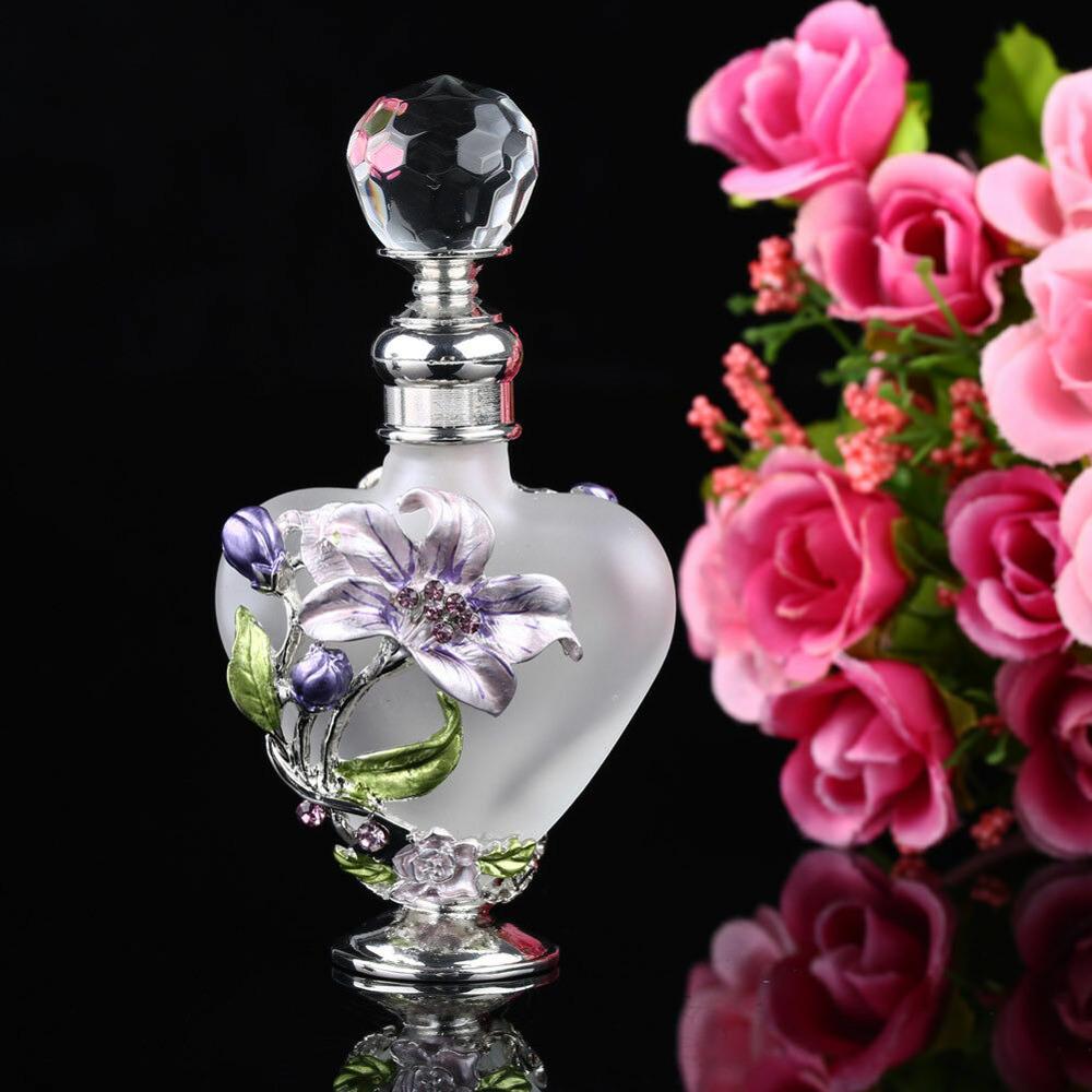 5ml vintage hjerteform manuel maleri tom genopfyldelig metalglas parfume flaske bryllup