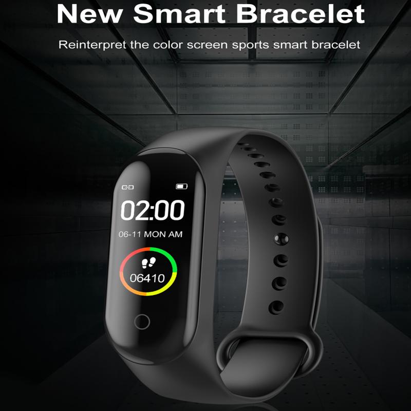 Pulseira inteligente pedômetro fitness-rastreador de pressão arterial-monitor de banda inteligente esporte m4 à prova dwaterproof água relógio inteligente eletrônica