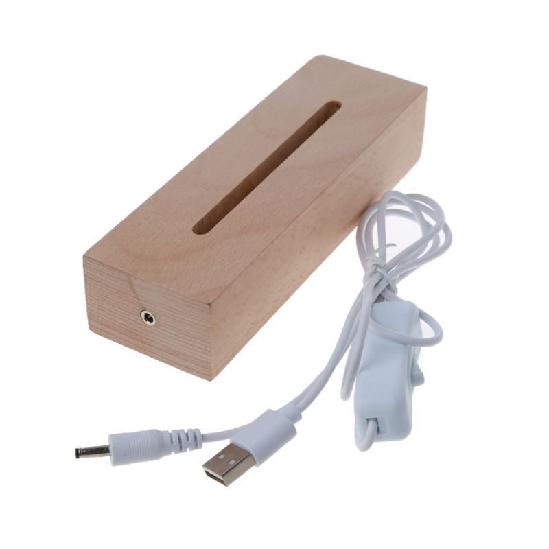 Handmade Wood Rectangle Round Oval Shape LED Display Base Resin Art Ornament Wooden Night Lighted Base Stand Crafts