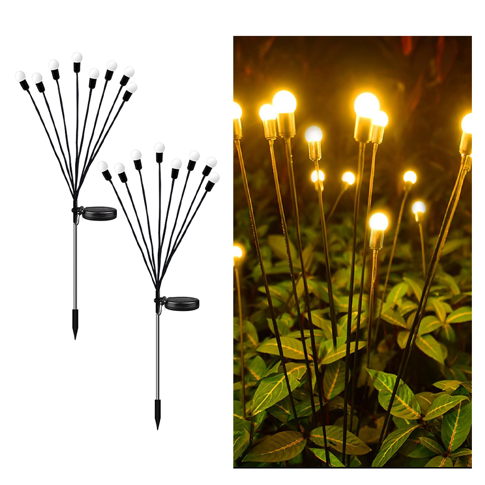 1pc stk . 6/8/10 led-pakke med solcelledrevne ildfluelys, opgraderede solcelledrevne havelys udendørs vandtætte solcelledrevne svajende landskabslys: Skovgrøn