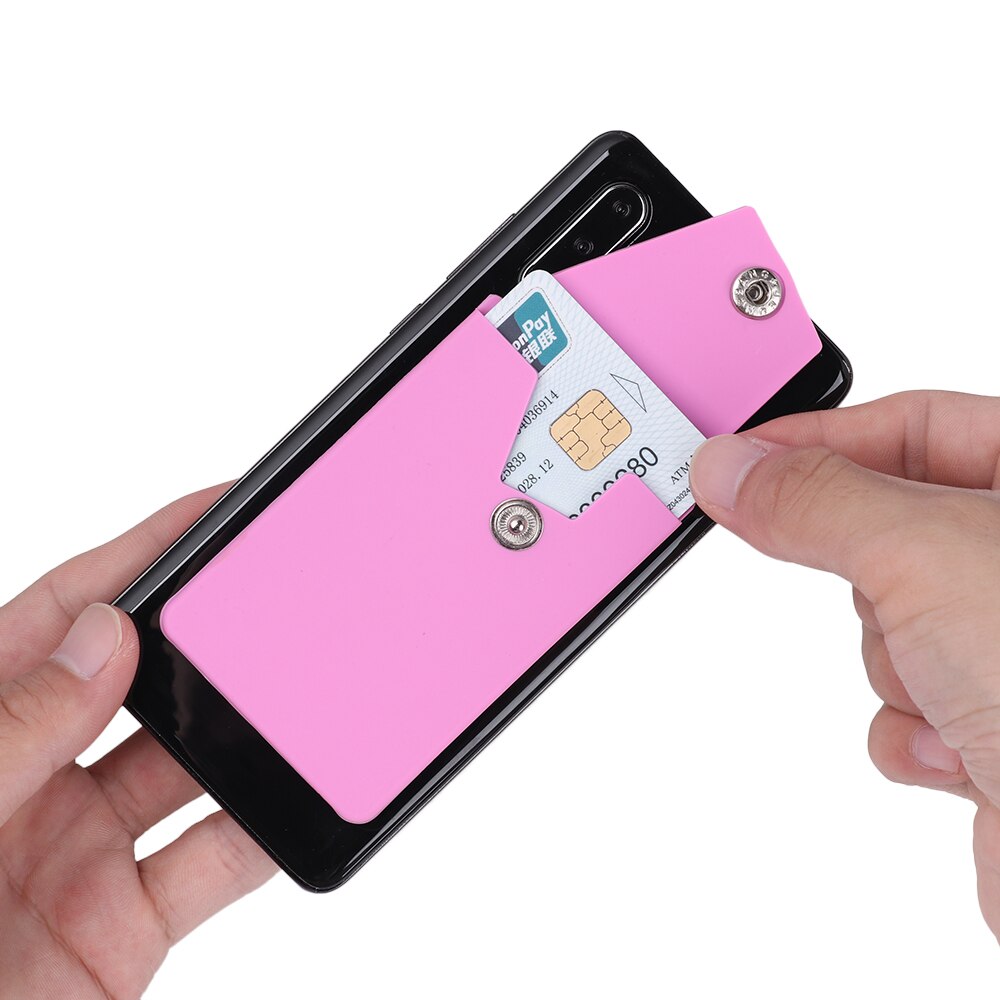 1PC Adhesive Silicone Phone Wallet Back Stick-on Credit Card Holder Snap Pocket Phone Stand Smart Phone