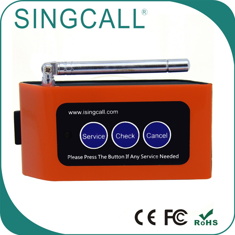 SINGCALL Wireless Calling System Can be Fixed on the Desktop Wall, Strong Signal Caller APE830 Red