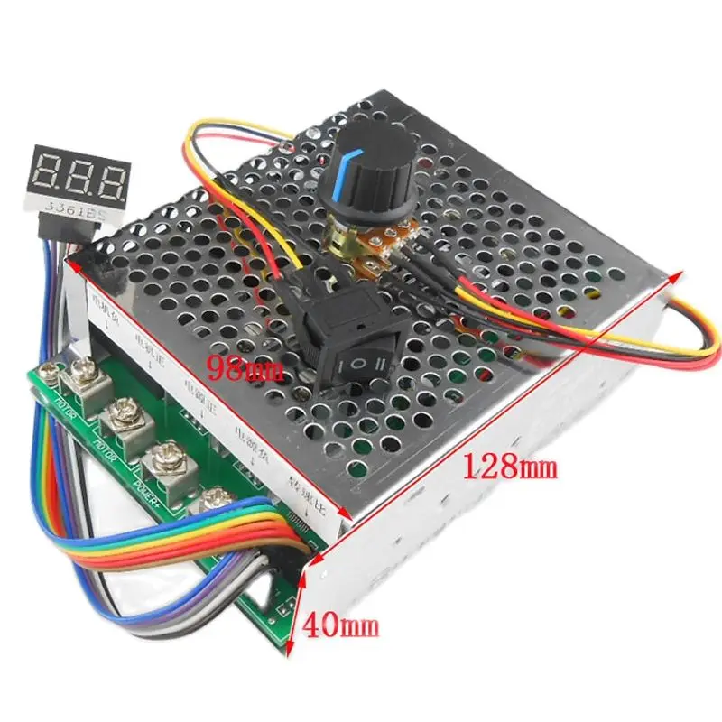 12V 24V 36V 55V 100A 15KHZ DC Brush Motor Two-way Speed Controller with Switch Potentiometer 270 Degrees, 0-100% Adjustable