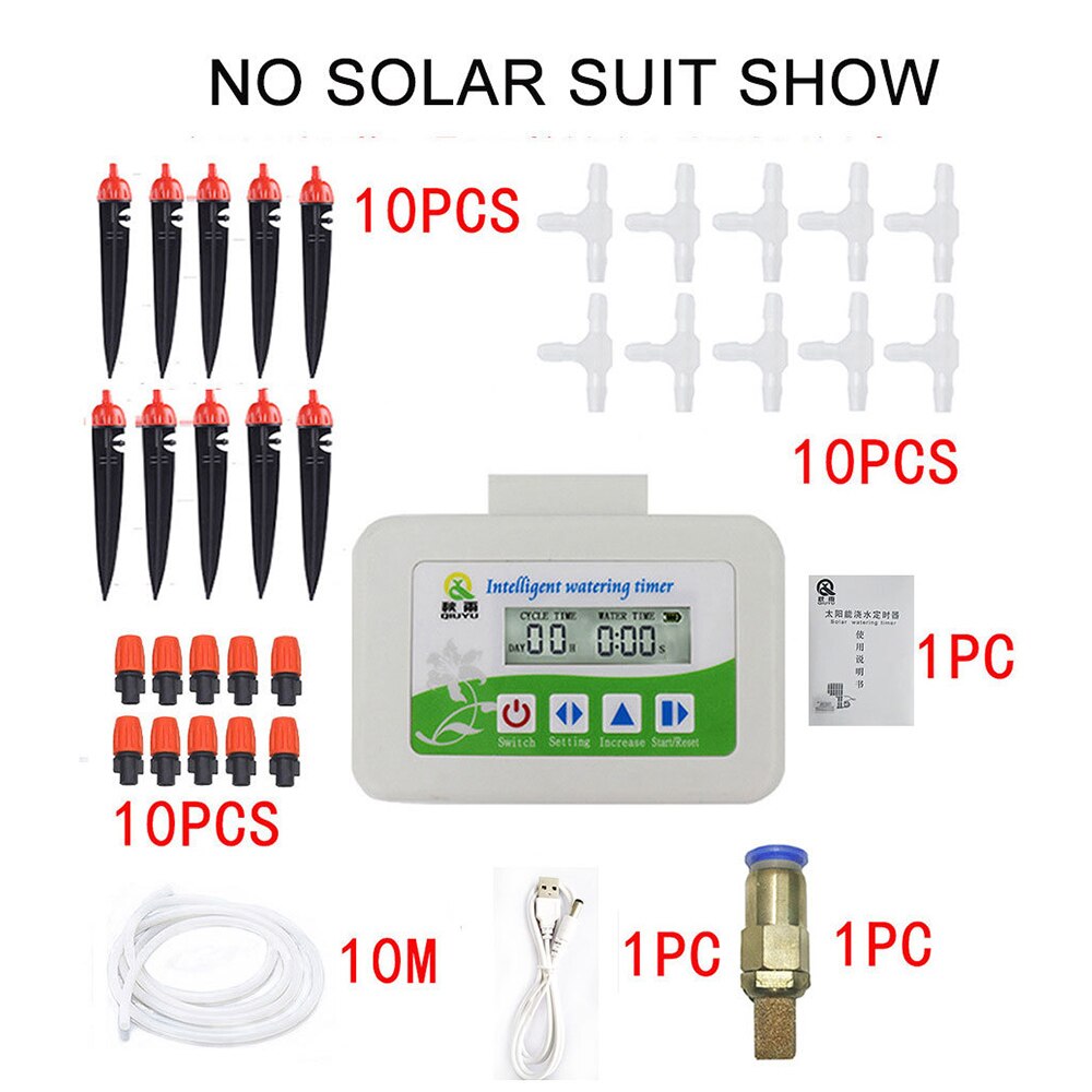 Multifunctional Solar Drip Irrigation System Garden Potted Irrigation Nozzle Solar Energy Charging Automatic Watering Pump Timer: not solar panel kit