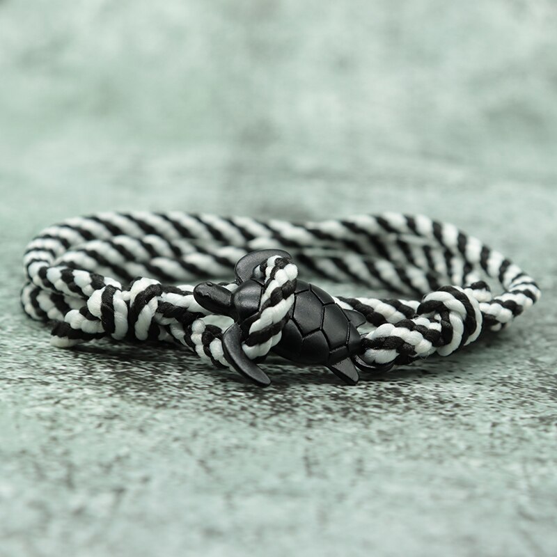 Boho Handgemachte Multilayer Seil Meer Schildkröte Armband Charme Paracord Hand Geflochten Braclet Für Männer Armband Viking Schmuck Homme