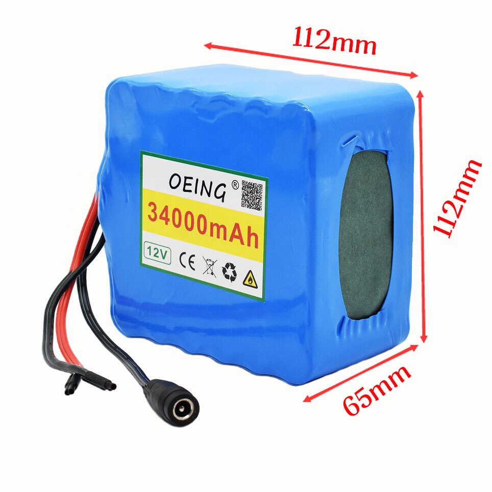 12V 34Ah 3S12P 12V 12.6V Lithium Battery Pack for Inverter Xenon Lamp Solar Street Light Sightseeing Car Etc