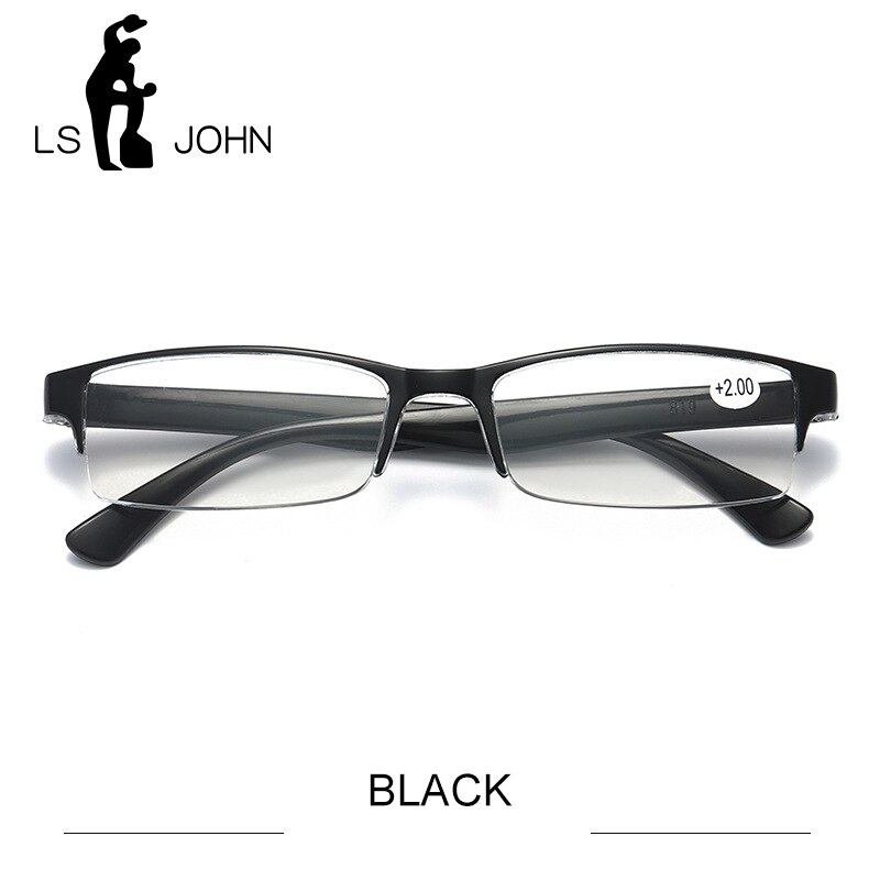 LS John Ultraleicht Halben Rahmen Lesebrille Frauen Männer Geschäft Anti Blau Strahl Computer Brillen Presbyopie + 1.0zu + 4,0 für Leser: +250 / Schwarz