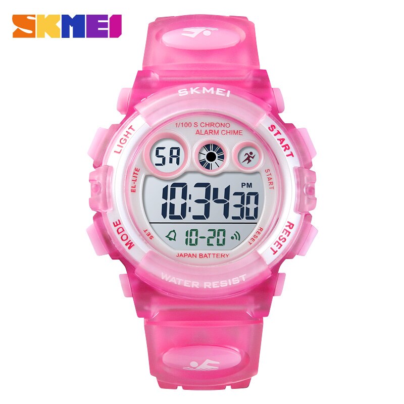 SKMEI Sport Kinderen Horloge Stopwatch Chronograaf Elektronische Horloges Kids Horloge Luxe Waterdicht Wekker: pink
