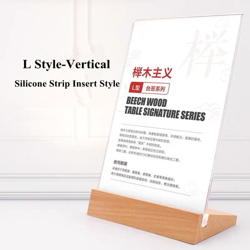 A5 – carte de tente de Table verticale transparente, pour Restaurant en bois, en plastique, en acrylique, porte-Menu Vertical, porte-signe en papier, présentoir: 5