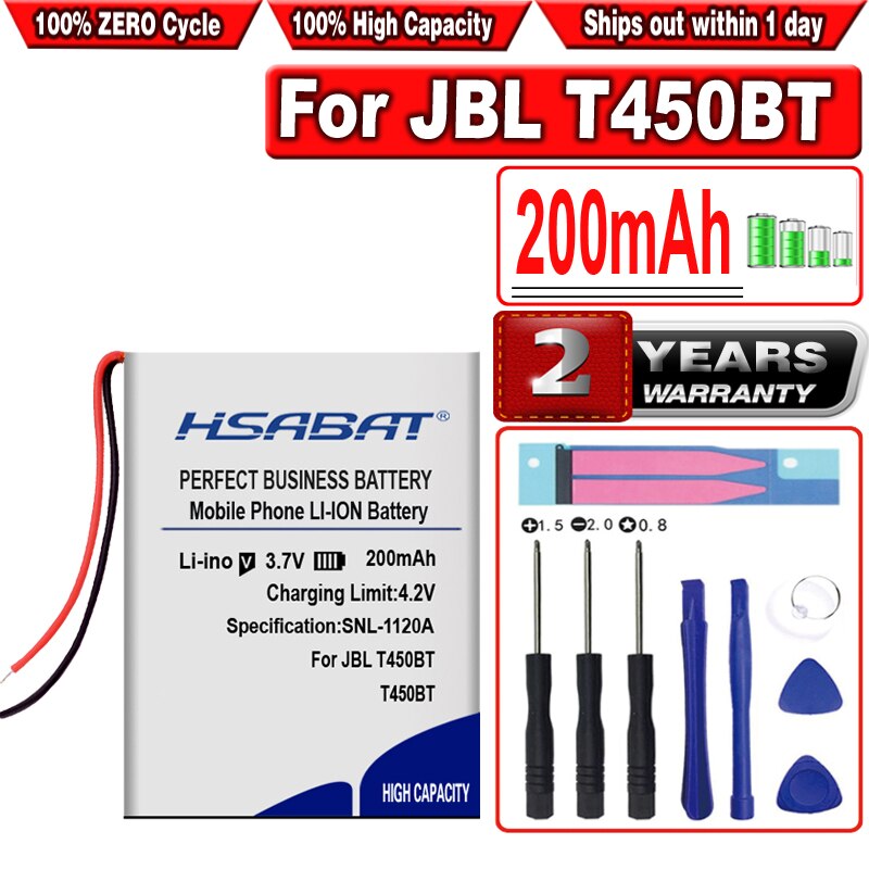 HSABAT-batería para auriculares inalámbricos JBL T450BT, batería de 200mAh