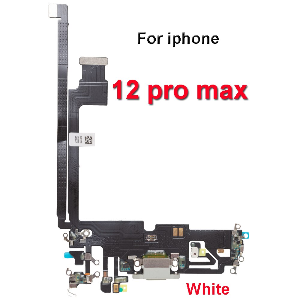 1pcs USB Charging Charger Port Flex Cable For iPhone 11 12 pro Max mini Dock Charger Connector With Microphone Flex Replacement: for 12promax white