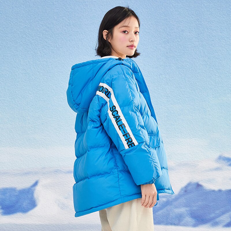 SEMIR-Chaqueta de plumas gruesas de longitud media para mujer, abrigo de invierno de costura con capucha, ropa cálida, chaquetas holgadas para mujer