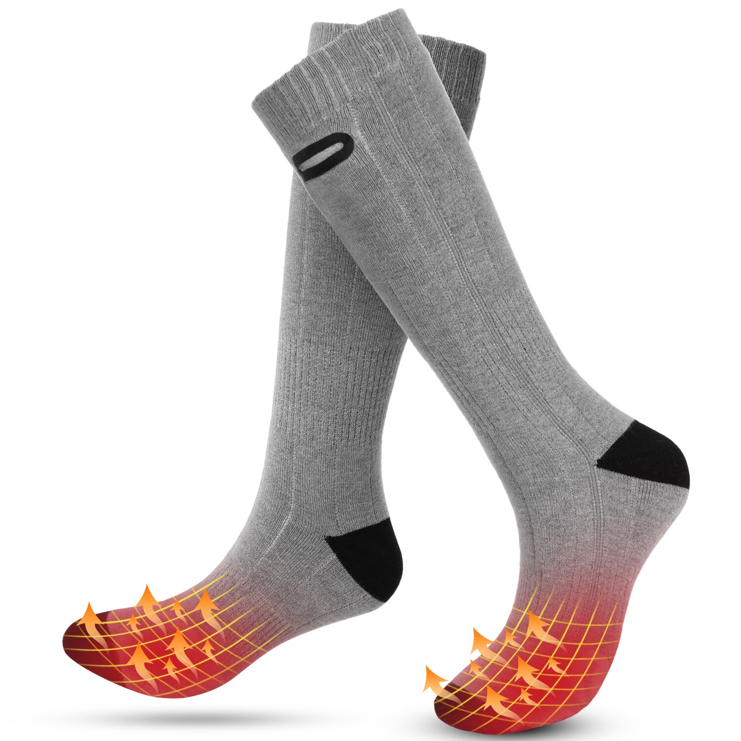 Vinter opvarmningssokker genopladelige elektriske opvarmede sokker vandtætte batteridrevne varmestrømper bærbare opvarmning varme sokker voksne: Lysegrå 1
